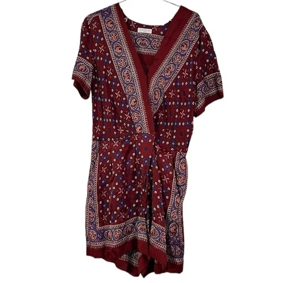 Sandro Paris Dilone Wrap-effect Printed Voile Short Romper Sz 38 or US 6